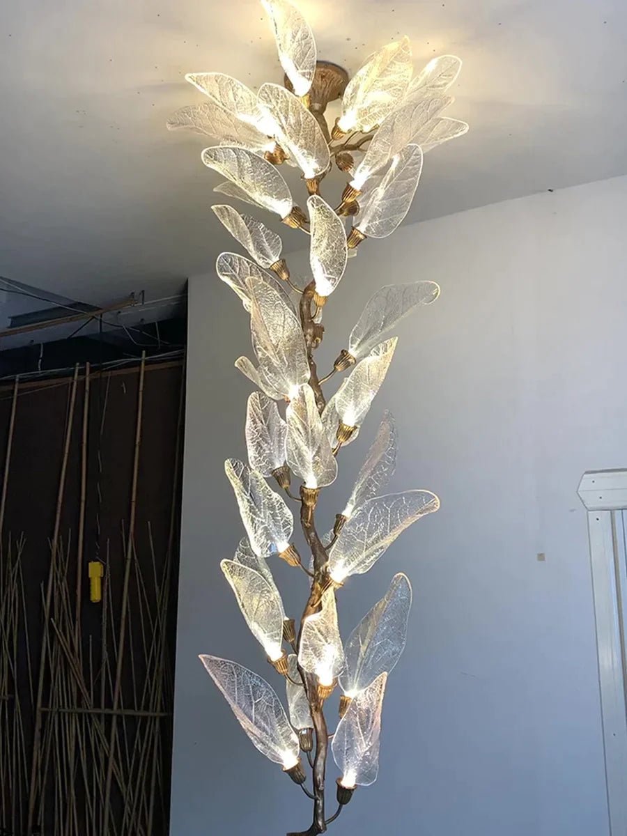 Creative Bionic Resin Leaves Chandelier for Living Room/Dining Room/Staircase - Wall Lamp/W31.5"*H70.8"Warm LightBlushlighting