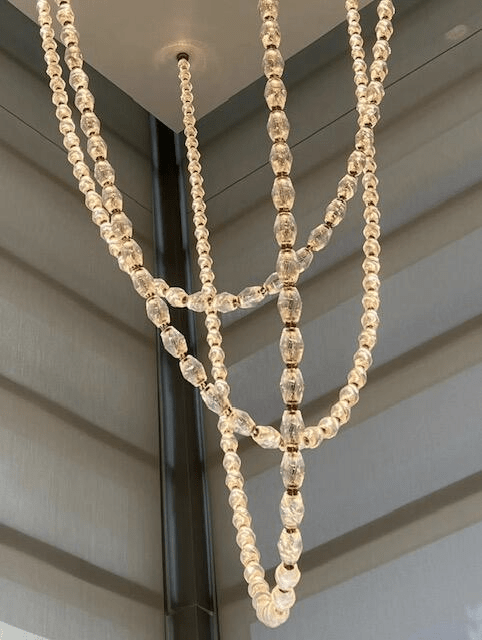 Creative Glass Pearl Necklace Pendant Chandelier for Living/Dining Room/Staircase - L39.4"/3.5kgOneWarm LightBlushlighting