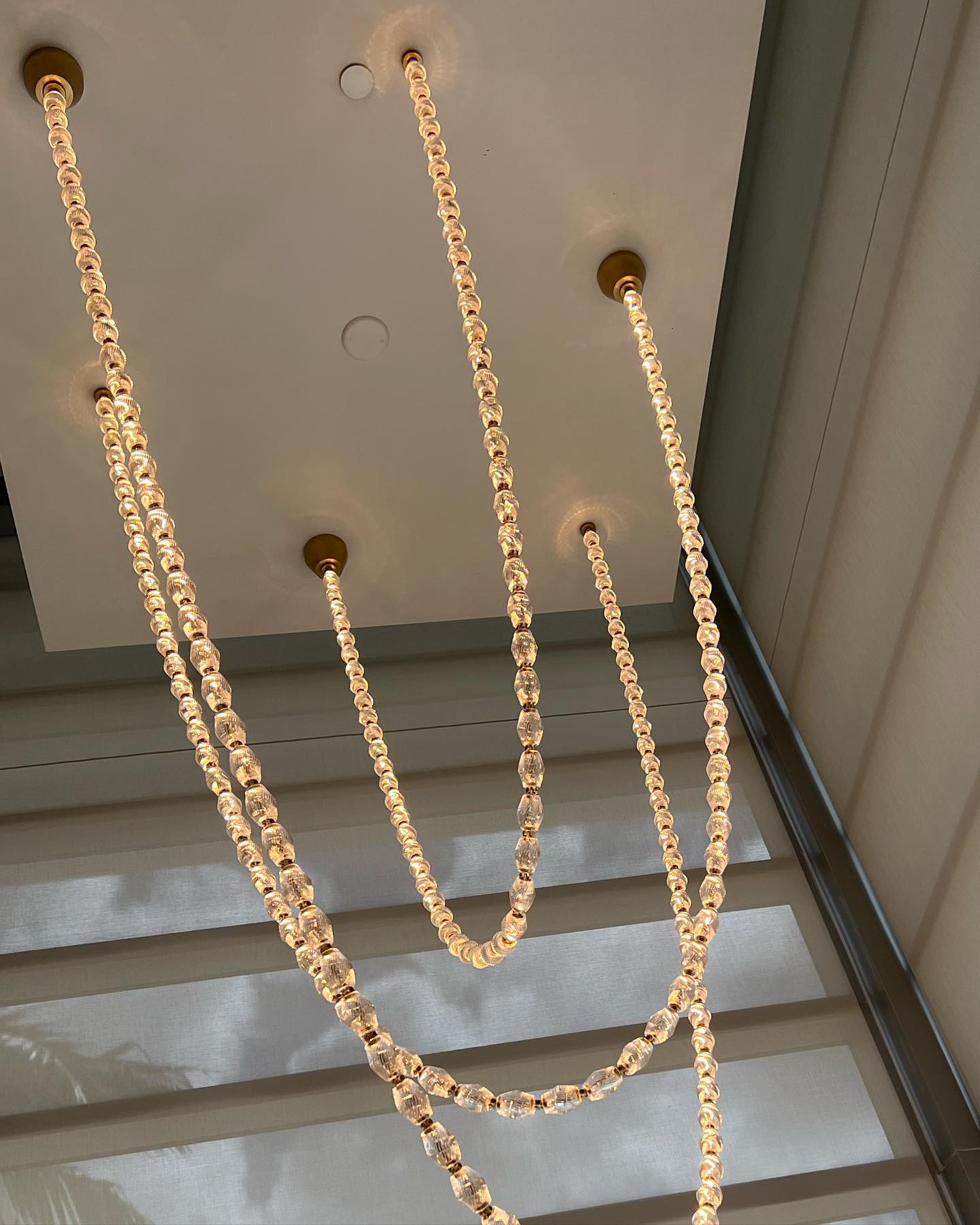 Creative Glass Pearl Necklace Pendant Chandelier for Living/Dining Room/Staircase - L39.4"/3.5kgOneWarm LightBlushlighting