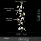 Crissy Branch Brass Bird Branch Staircase Chandelier - H78.74" (200cm)CopperCool white 6000KBlushlighting