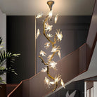 Crissy Branch Brass Bird Branch Staircase Chandelier - H78.74" (200cm)CopperCool white 6000KBlushlighting