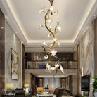 Crissy Branch Brass Bird Branch Staircase Chandelier by Blushlighting