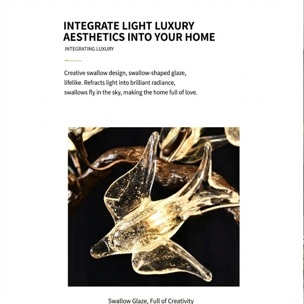 Crissy Branch Brass Bird Branch Staircase Chandelier by Blushlighting