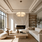 Cristallo Modern Alabaster Round Drum Chandelier - D400Blushlighting
