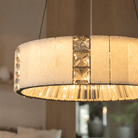 Cristallo Modern Alabaster Round Drum Chandelier - D400Blushlighting