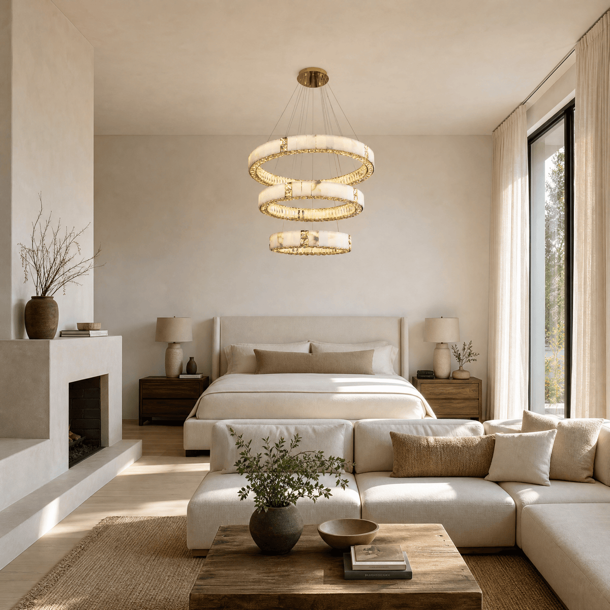 Cristallo Modern Tiered Ring Chandelier - D400Blushlighting