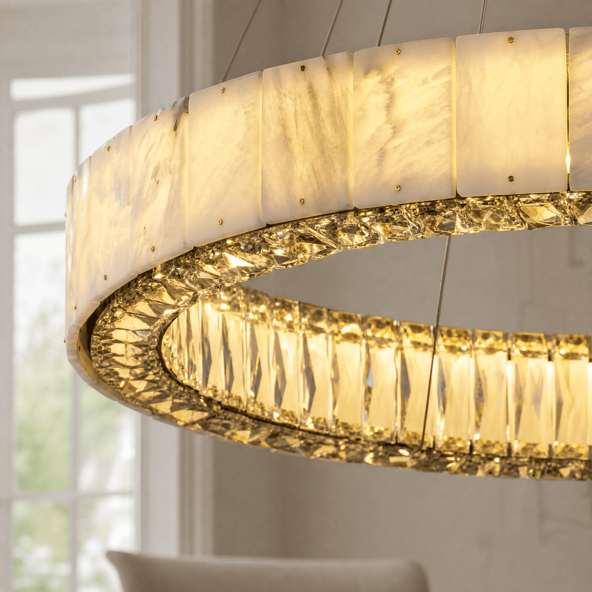 Cristallo Modern Tiered Ring Chandelier - D400Blushlighting