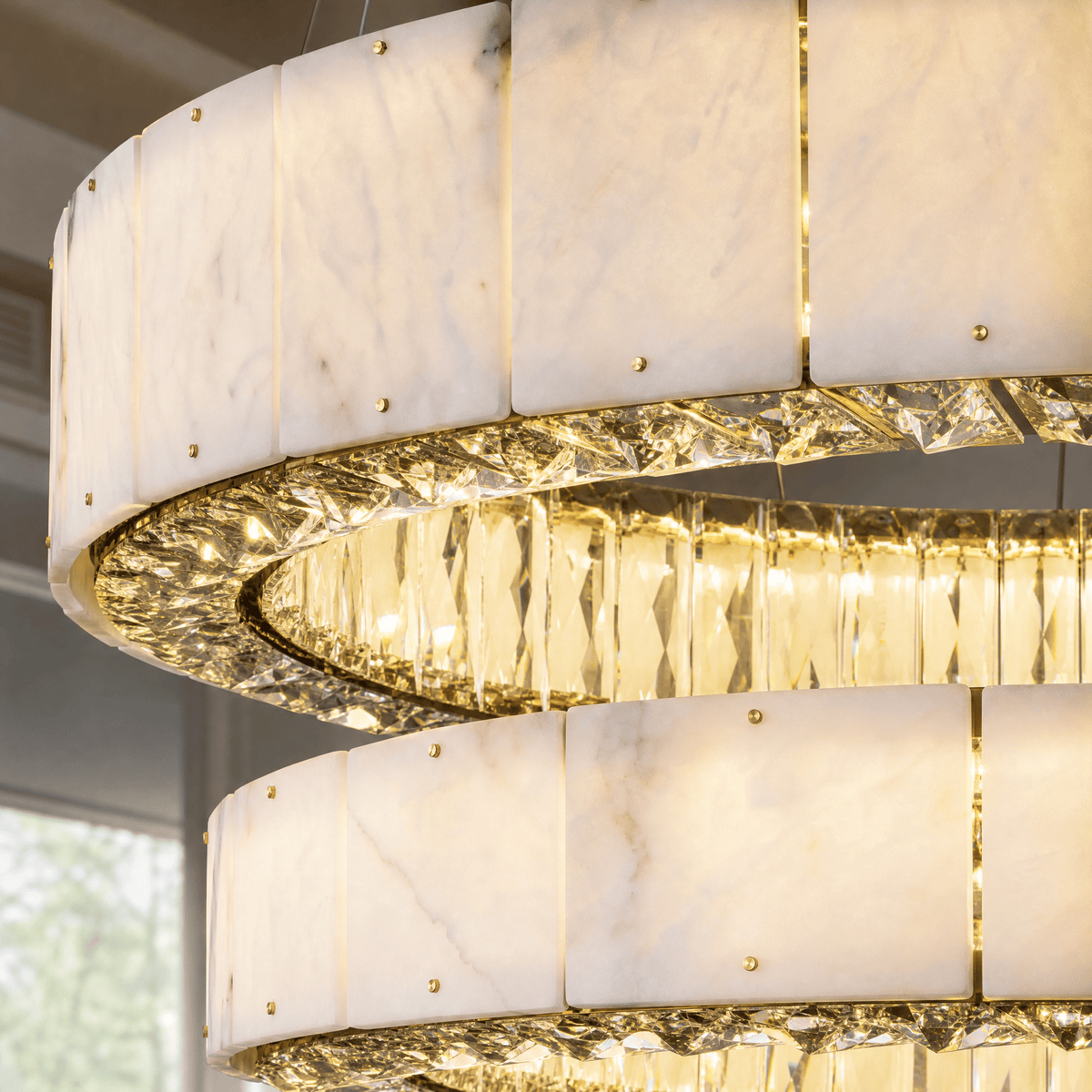 Cristallo Modern Tiered Ring Chandelier - D400Blushlighting