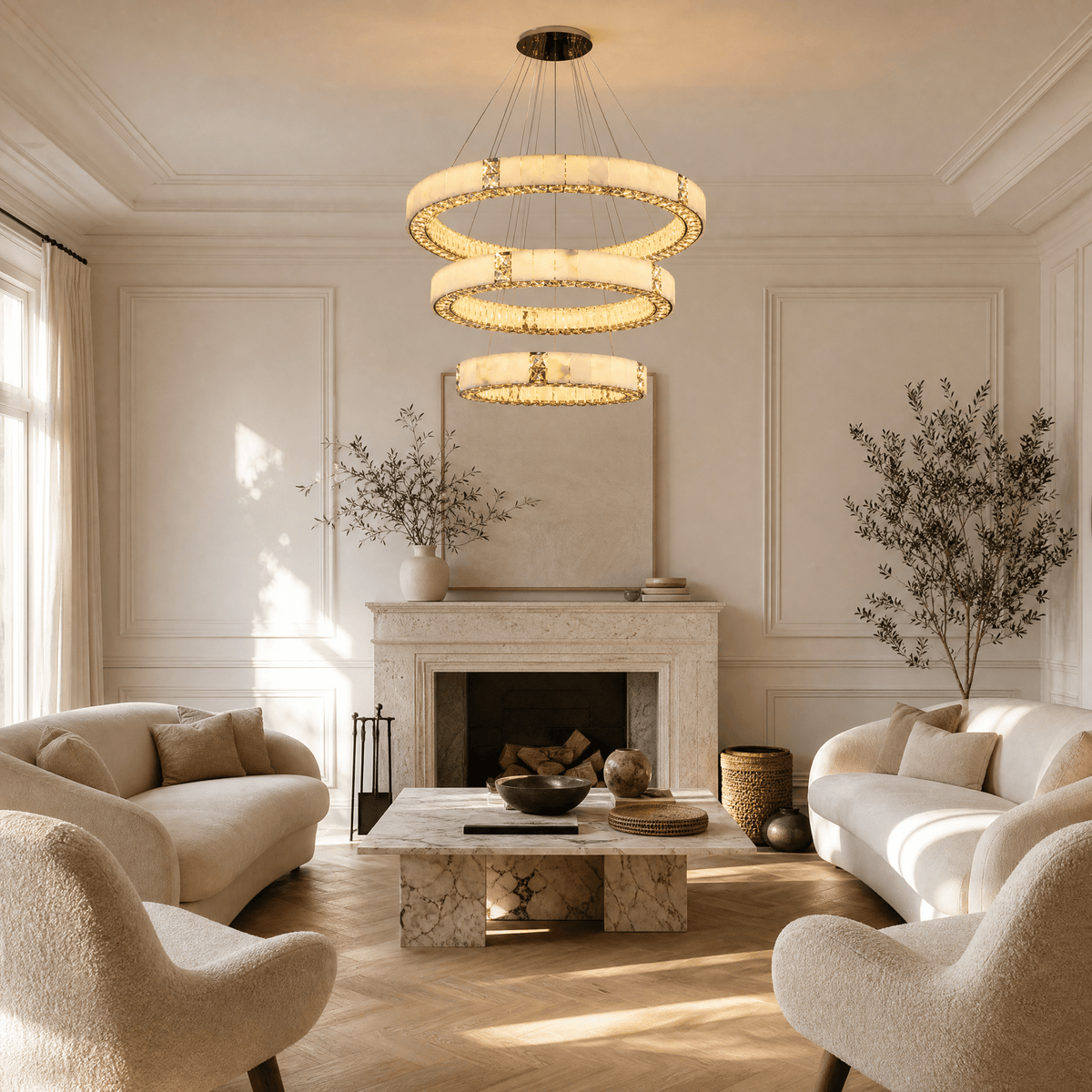 Cristallo Modern Tiered Ring Chandelier - D400Blushlighting