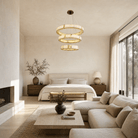 Cristallo Modern Tiered Ring Chandelier - D400Blushlighting