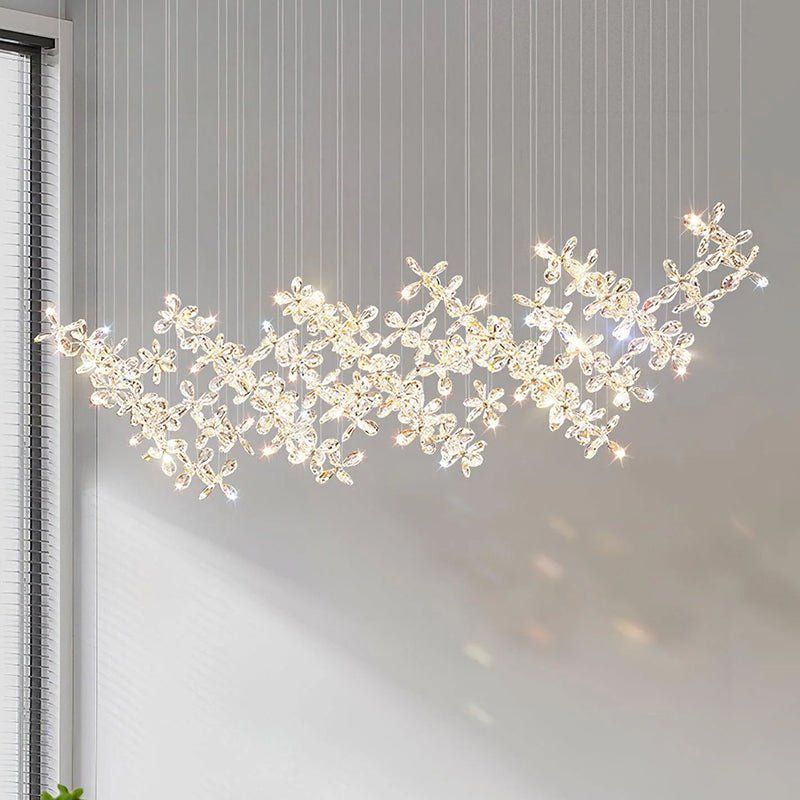 Cross Star Flower Crystal Chandelier - ∅ 47.2″ x H 59.1″ / Dia 120cm x H 150cmSilver & ClearWarm LightBlushlighting