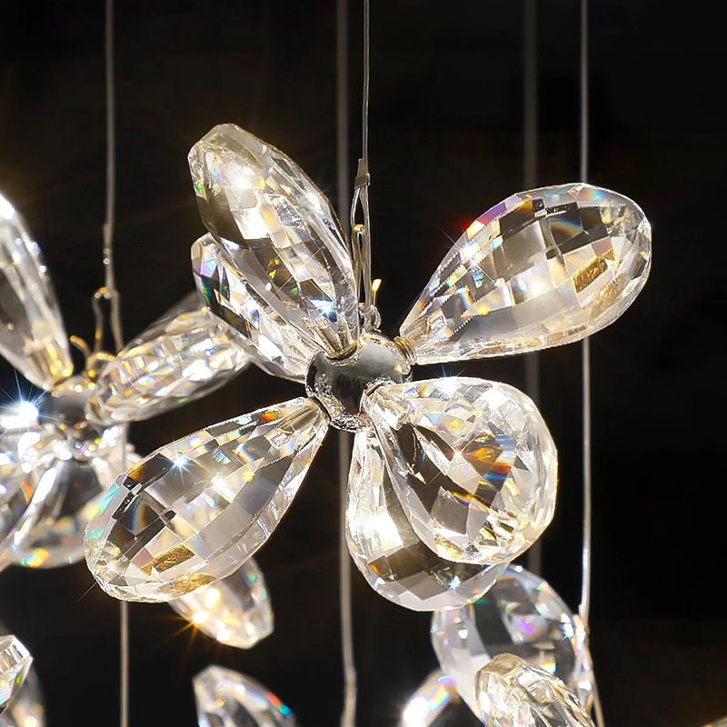 Cross Star Flower Crystal Chandelier - ∅ 47.2″ x H 59.1″ / Dia 120cm x H 150cmSilver & ClearWarm LightBlushlighting