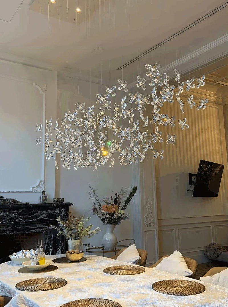 Cross Star Flower Crystal Chandelier - ∅ 47.2″ x H 59.1″ / Dia 120cm x H 150cmSilver & ClearWarm LightBlushlighting