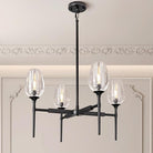 Crystal Black Adjustable 28" Tulip Pendant Chandelier with 4 Lights - Black - 27in - 4LightsBlushlighting