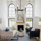 Crystal Black Adjustable 28" Tulip Pendant Chandelier with 4 Lights - Black - 27in - 4LightsBlushlighting