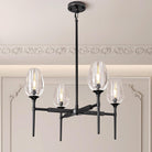Crystal Black Adjustable 28" Tulip Pendant Chandelier with 4 Lights