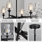 Crystal Black Pendant Lights Kitchen Island - 4 - Black - 54inBlushlighting
