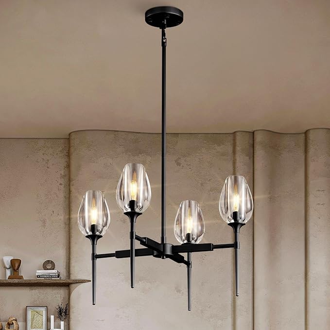 Crystal Black Pendant Lights Kitchen Island - 4 - Black - 54inBlushlighting