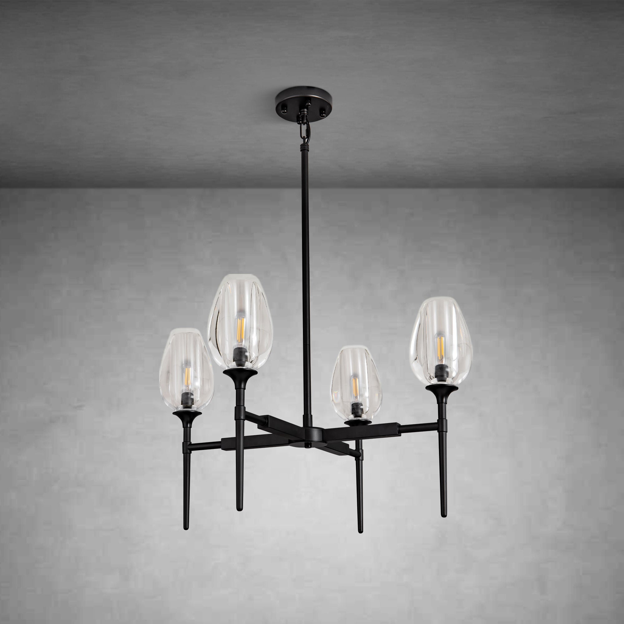 Crystal Black Pendant Lights Kitchen Island - 4 - Black - 54inBlushlighting