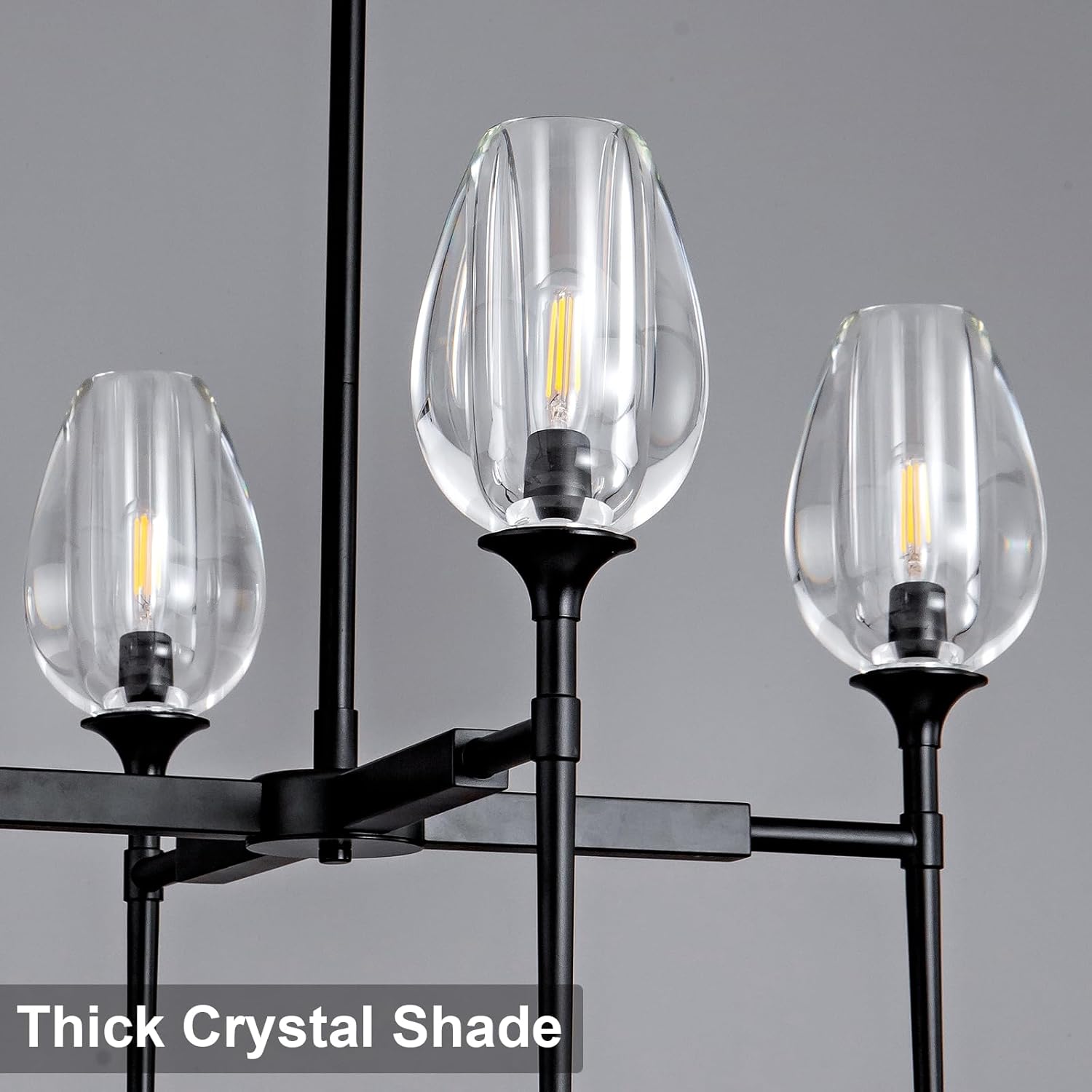 Crystal Black Pendant Lights Kitchen Island - 4 - Black - 54inBlushlighting