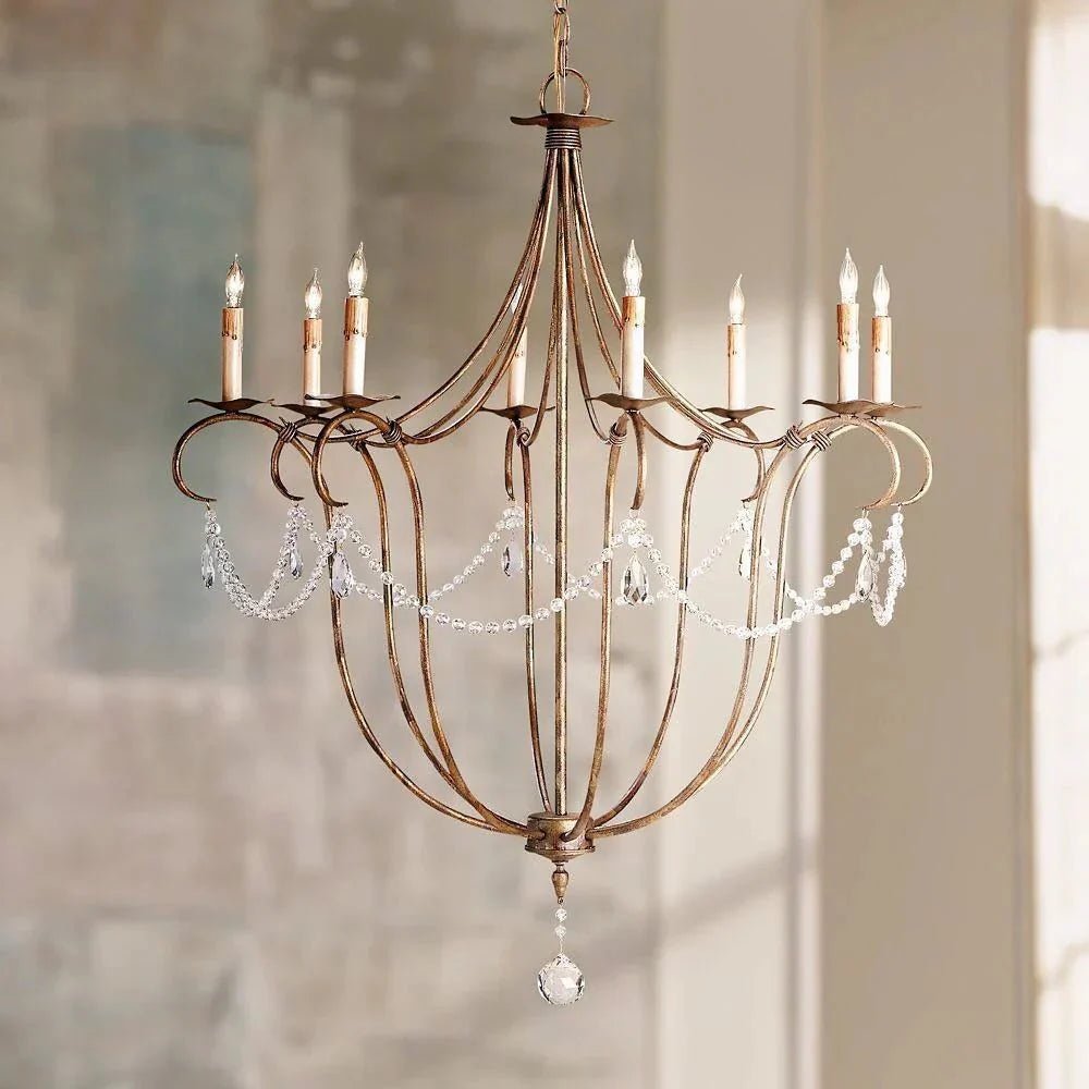Crystal Lights Large Gold & Silver Chandelier For living room - GoldBlushlighting