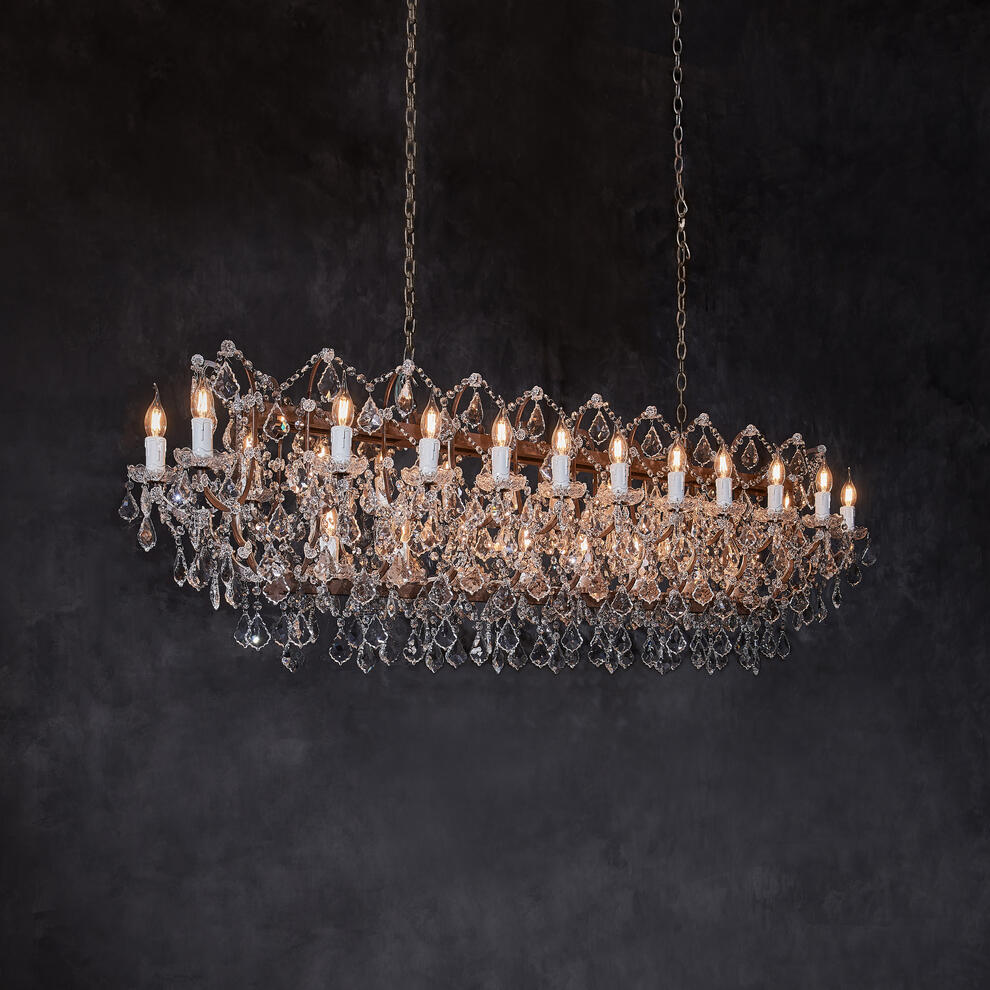 Crystal Rectangular Chandelier-Chandelier-Blushlighting-Blushlighting