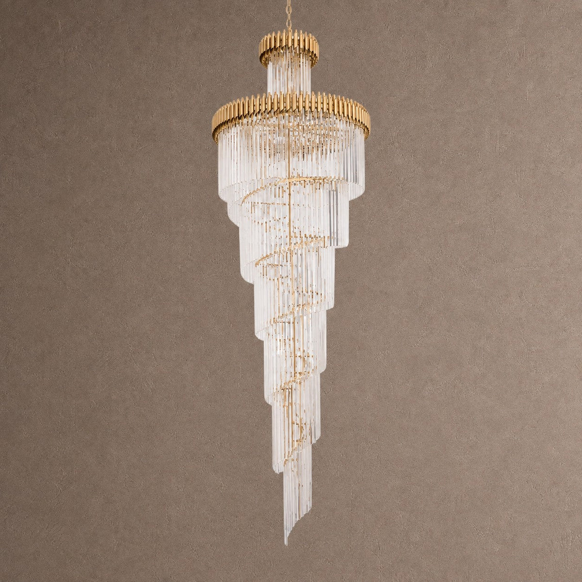 Crystal Spiral Chandelier – Gold Finish, 39‑in Diameter - Blushlighting