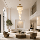 Crystal Spiral Chandelier – Gold Finish, 39‑in Diameter - Blushlighting