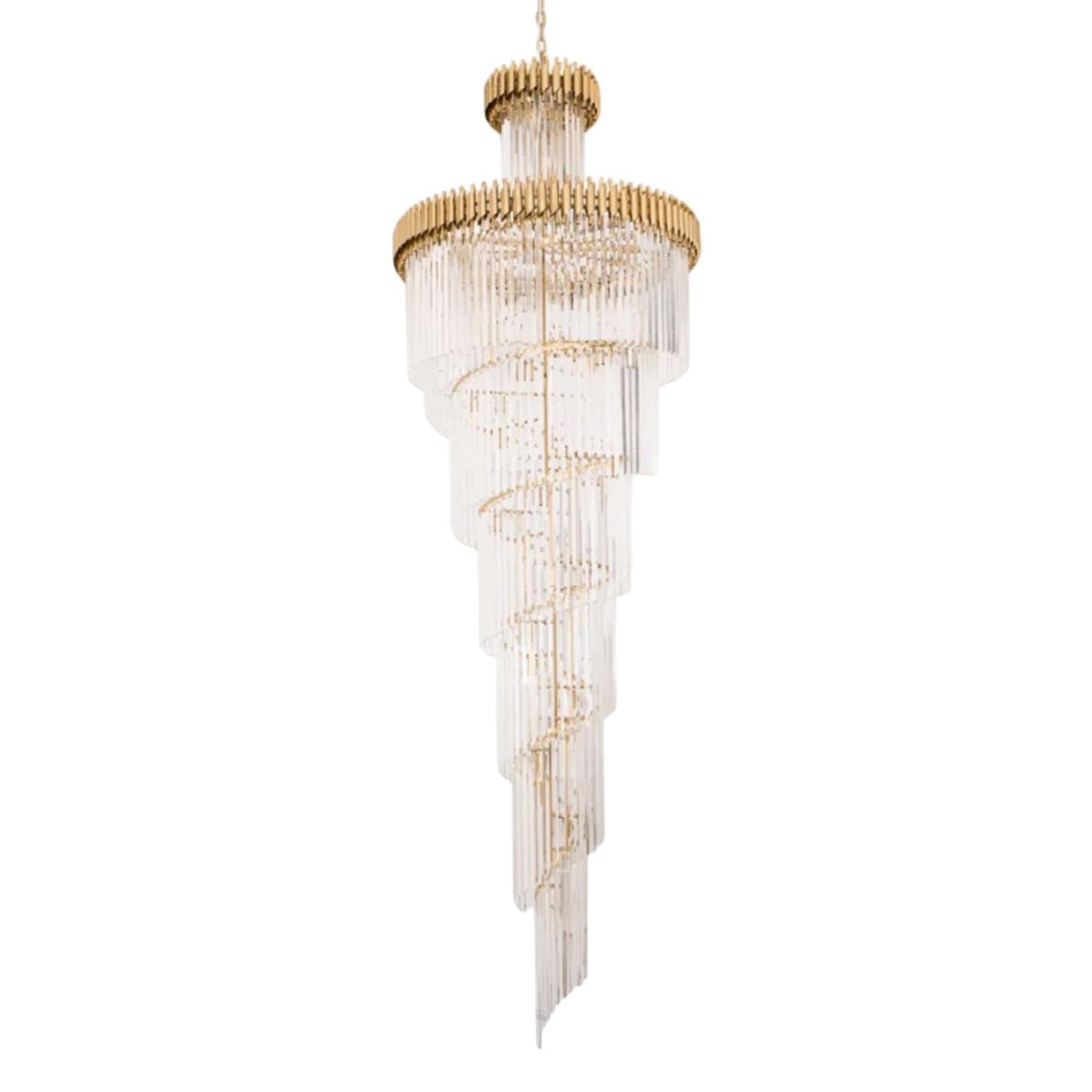 Crystal Spiral Chandelier – Gold Finish, 39‑in Diameter - Blushlighting