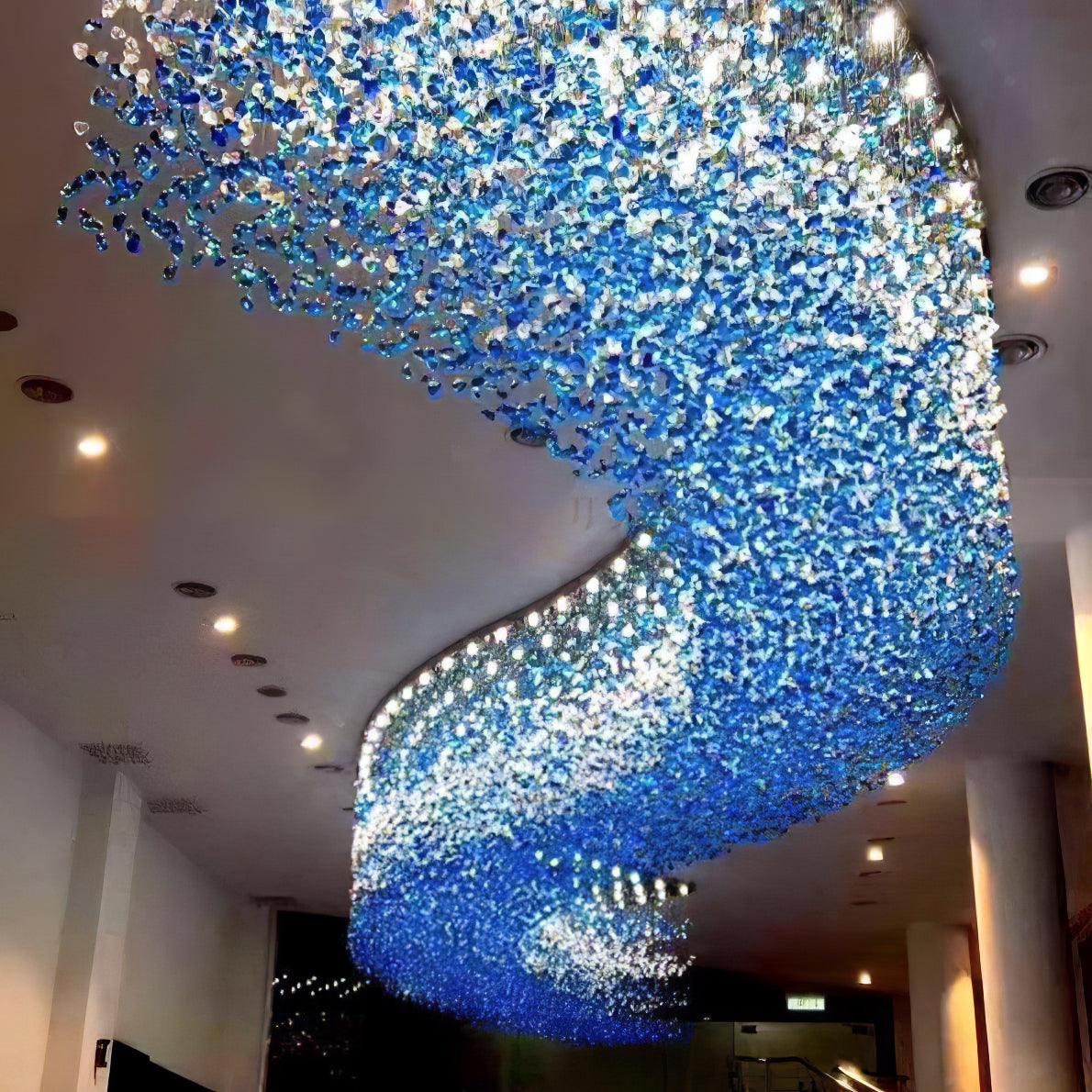Crystal Stone Crystal Spiral Chandelier - Long canopy L 47.2″ x W 15.7″ x H 59.1″ / L 120cm x W 40cm x H 150cmBlushlighting