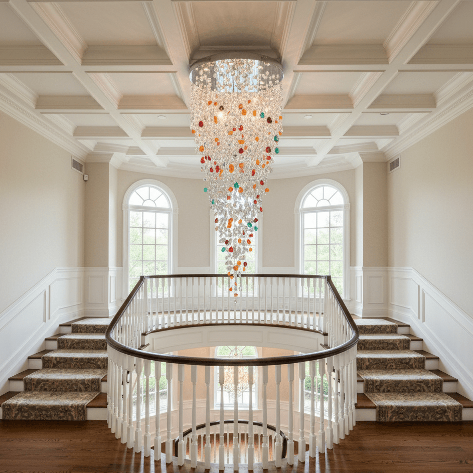 Crystal Stone Crystal Spiral Chandelier - Round Canopy ∅ 39.4″ x H 59.1″ / Dia 100cm x H 150cmBlushlighting