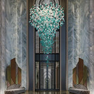 Crystal Stone Crystal Spiral Chandelier - Long canopy L 47.2″ x W 15.7″ x H 59.1″ / L 120cm x W 40cm x H 150cmBlushlighting
