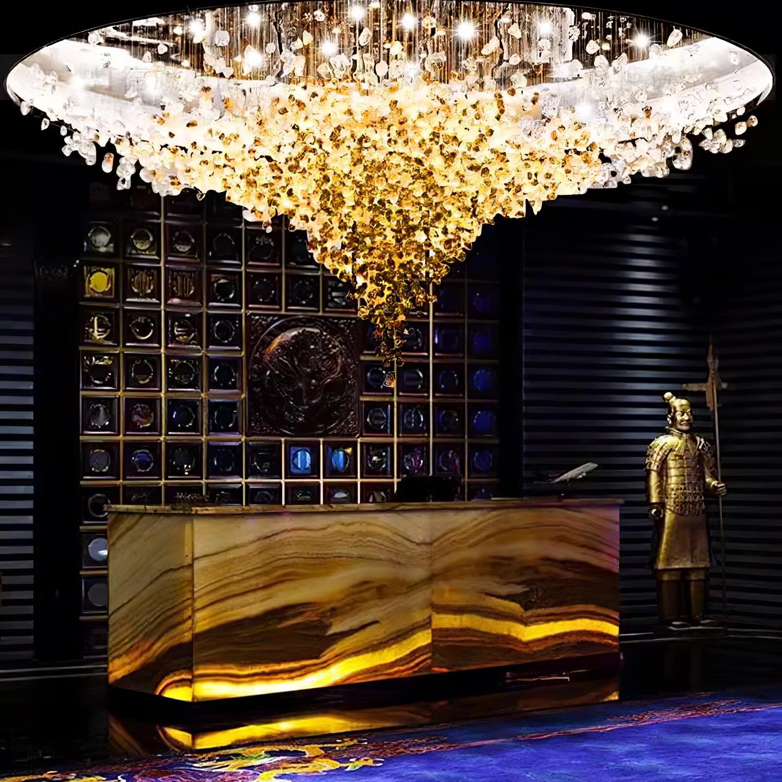 Crystal Stone Crystal Spiral Chandelier - Long canopy L 47.2″ x W 15.7″ x H 59.1″ / L 120cm x W 40cm x H 150cmBlushlighting