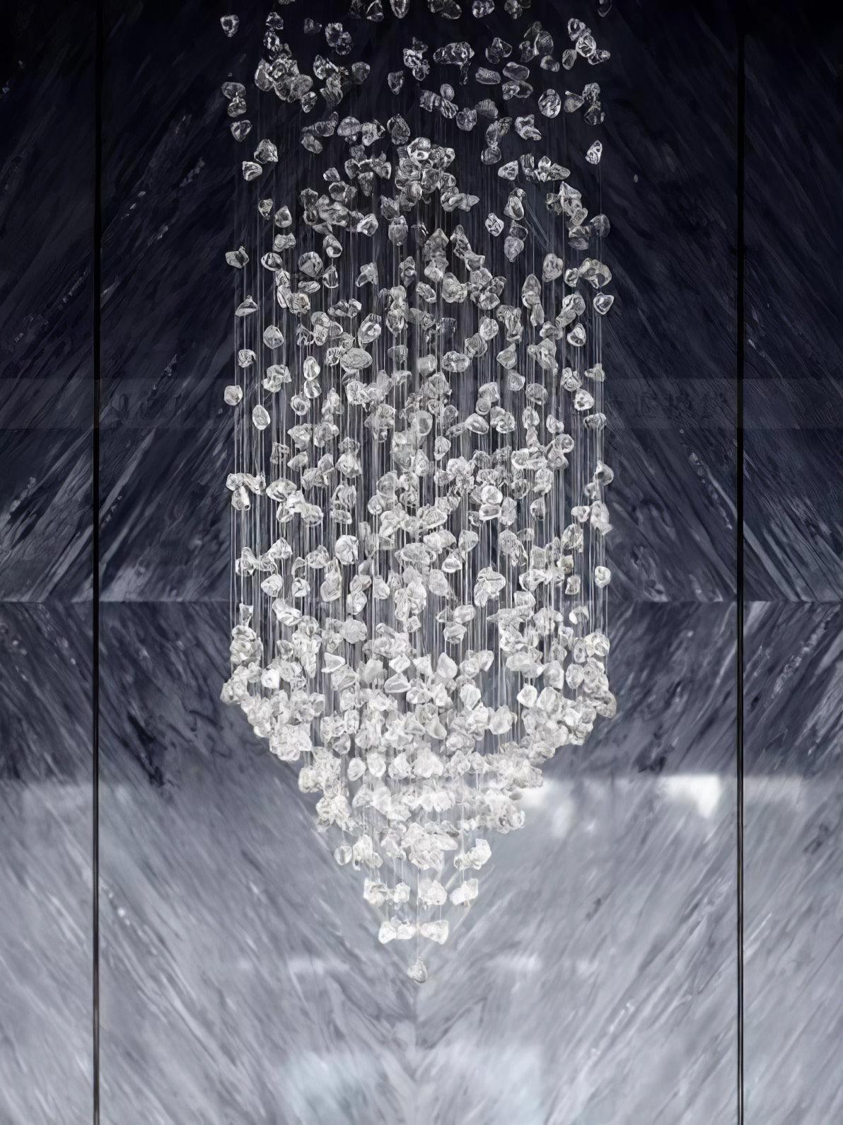 Crystal Stone Crystal Spiral Chandelier - Long canopy L 47.2″ x W 15.7″ x H 59.1″ / L 120cm x W 40cm x H 150cmBlushlighting