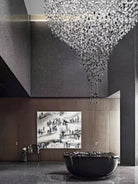 Crystal Stone Crystal Spiral Chandelier - Long canopy L 47.2″ x W 15.7″ x H 59.1″ / L 120cm x W 40cm x H 150cmBlushlighting