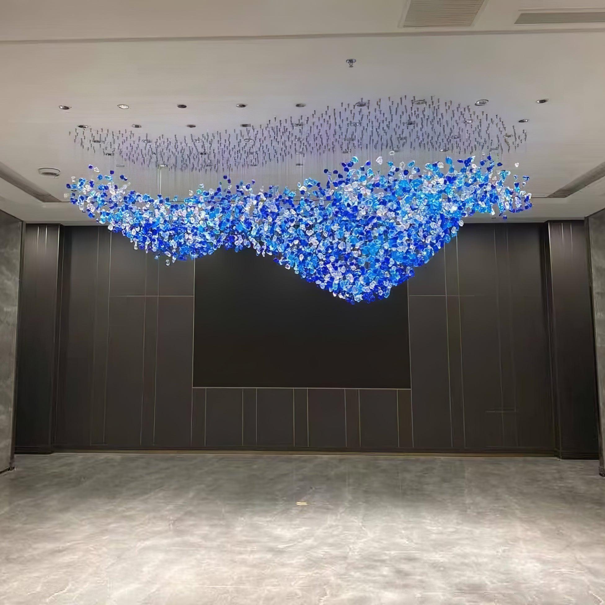 Crystal Stone Crystal Spiral Chandelier - Long canopy L 47.2″ x W 15.7″ x H 59.1″ / L 120cm x W 40cm x H 150cmBlushlighting