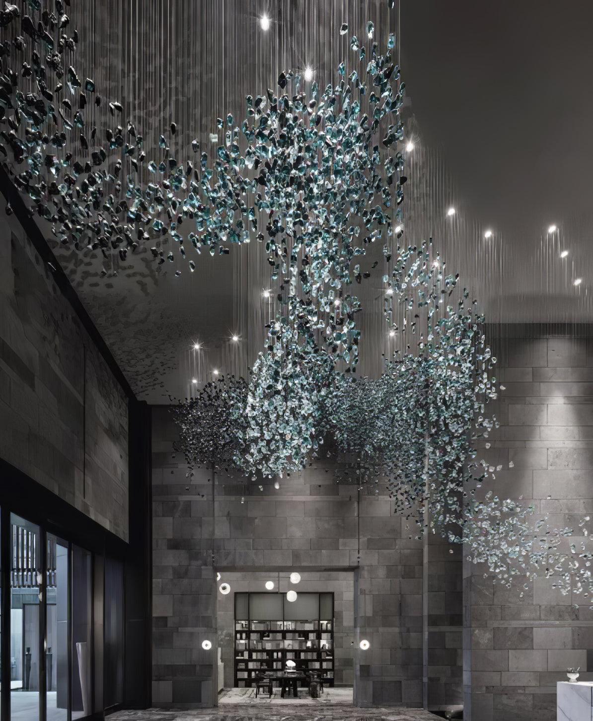 Crystal Stone Crystal Spiral Chandelier - Long canopy L 47.2″ x W 15.7″ x H 59.1″ / L 120cm x W 40cm x H 150cmBlushlighting