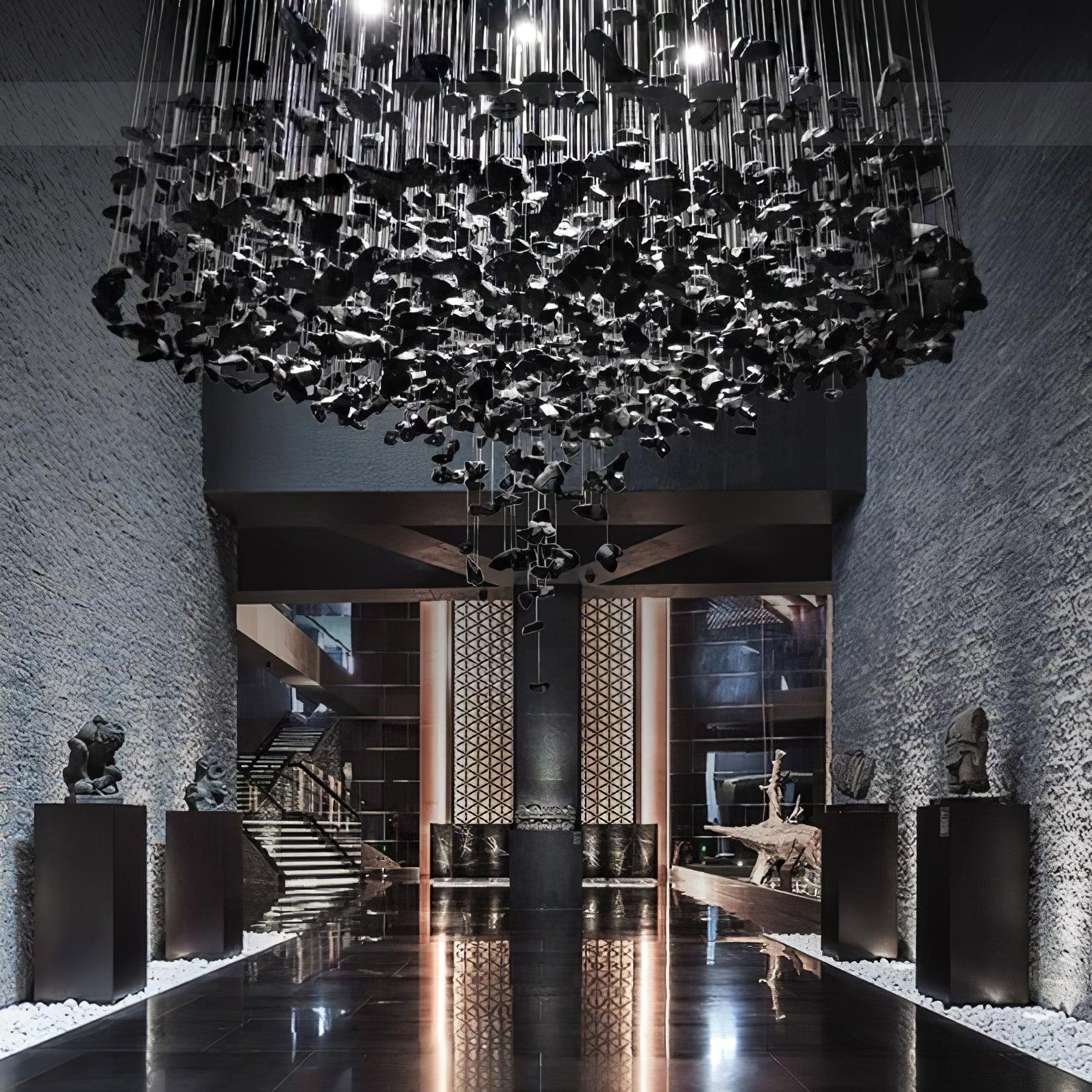 Crystal Stone Crystal Spiral Chandelier - Long canopy L 47.2″ x W 15.7″ x H 59.1″ / L 120cm x W 40cm x H 150cmBlushlighting