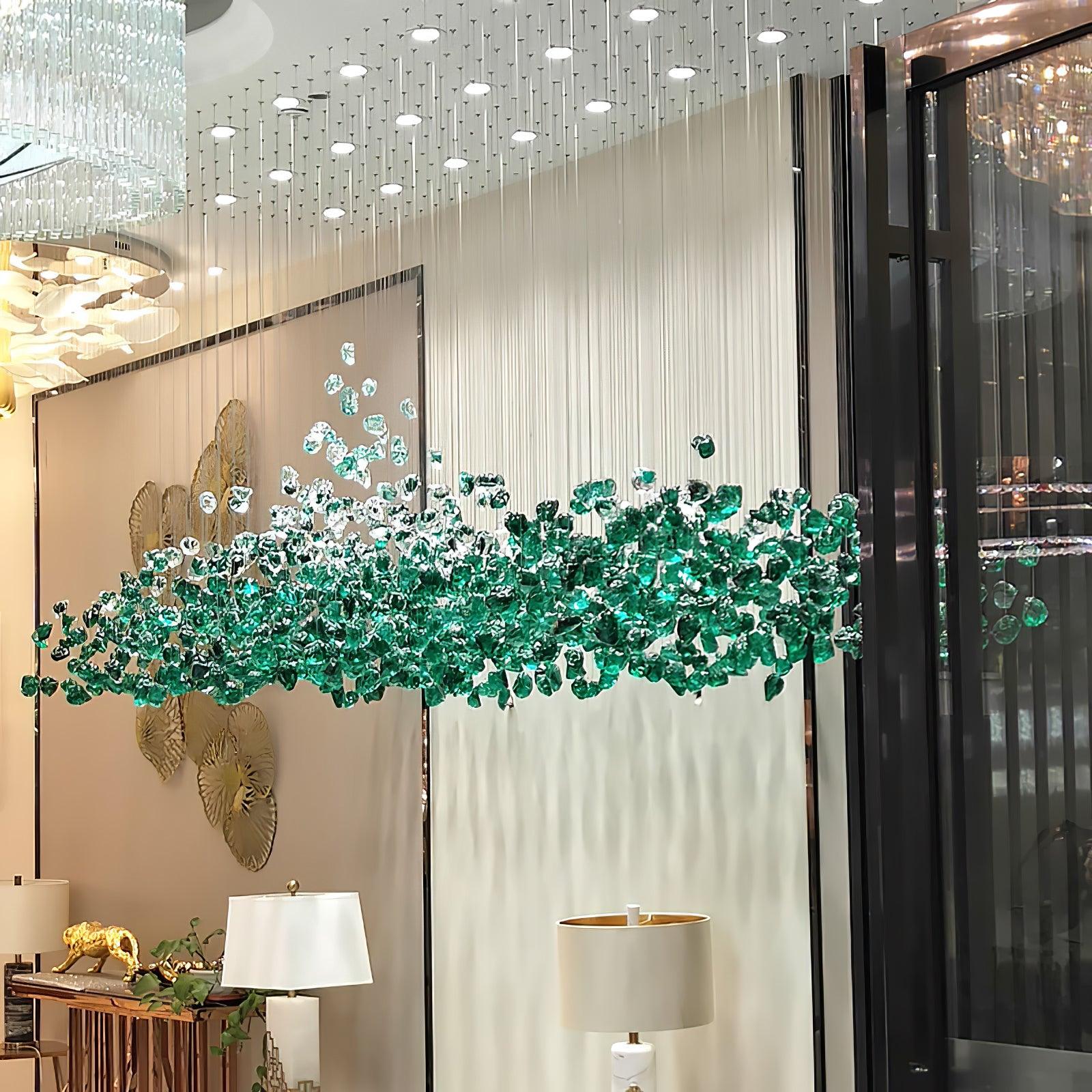 Crystal Stone Crystal Spiral Chandelier - Long canopy L 47.2″ x W 15.7″ x H 59.1″ / L 120cm x W 40cm x H 150cmBlushlighting