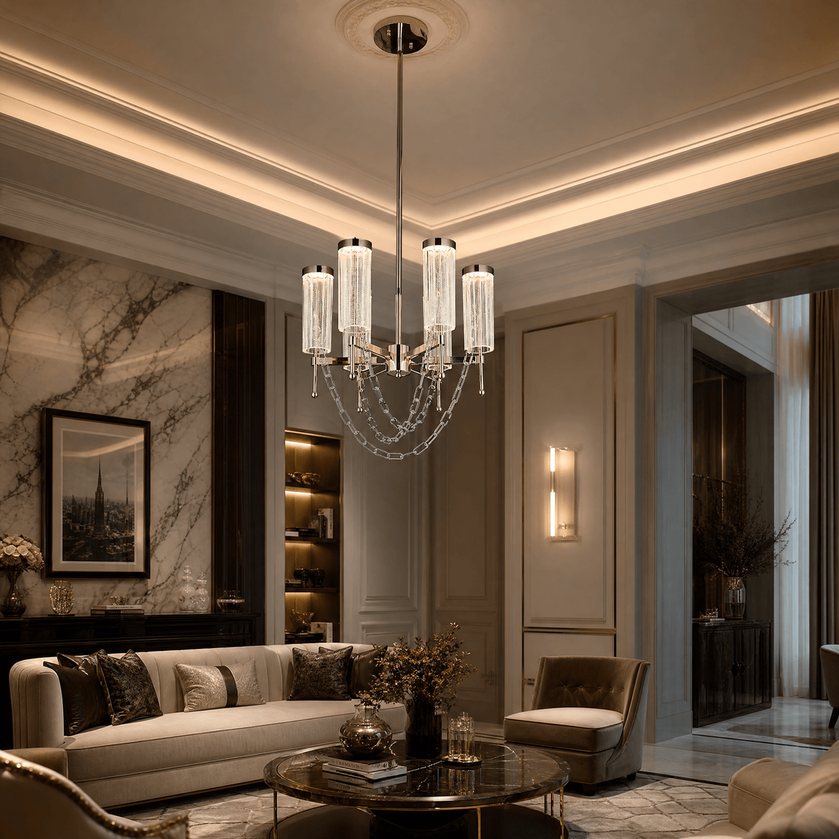 Crystalia Modern Sculptural Ring Chandelier - Blushlighting