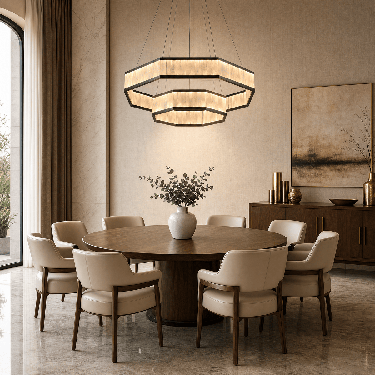 Crystara Modern Moroccan Stone Chandelier - Ø39.4" × H11.8" (Ø100 × H30 cm)Blushlighting