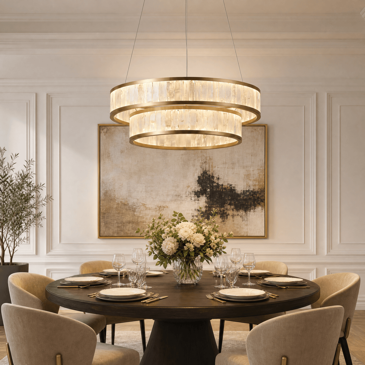 Crystara Modern Moroccan Stone Chandelier 31" - Blushlighting