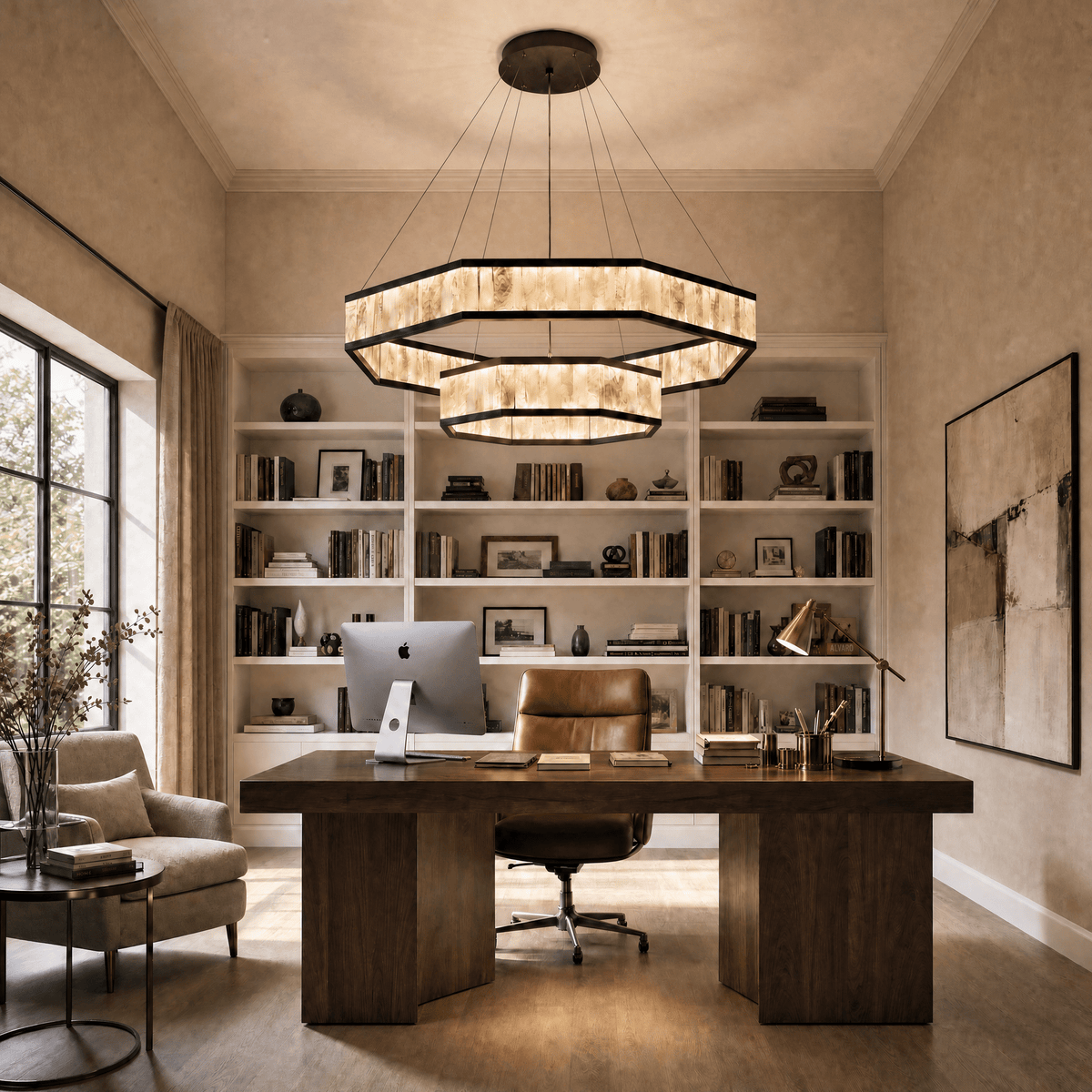 Crystara Modern Moroccan Stone Chandelier - Ø39.4" × H11.8" (Ø100 × H30 cm)Blushlighting