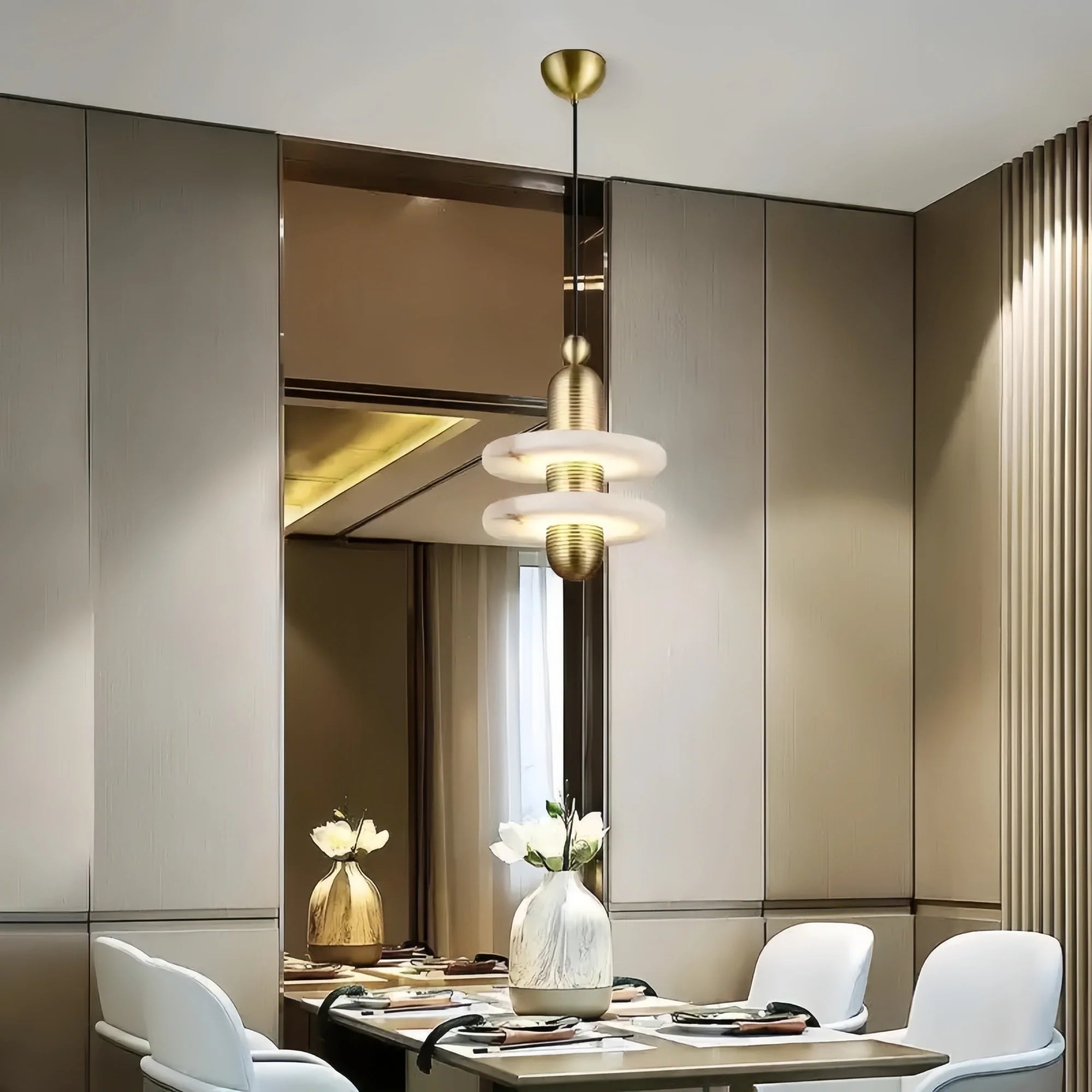 Csilla Alabaster Pendant Light-Pendant for living room,Pendant for kitchen,Pendant for bathrooms,Pendant for bedrooms,Pendant for foyer,Pendant for stairways,Pendant for dining room-B - 11"H x 9.8" D-Gold-Blushlighting