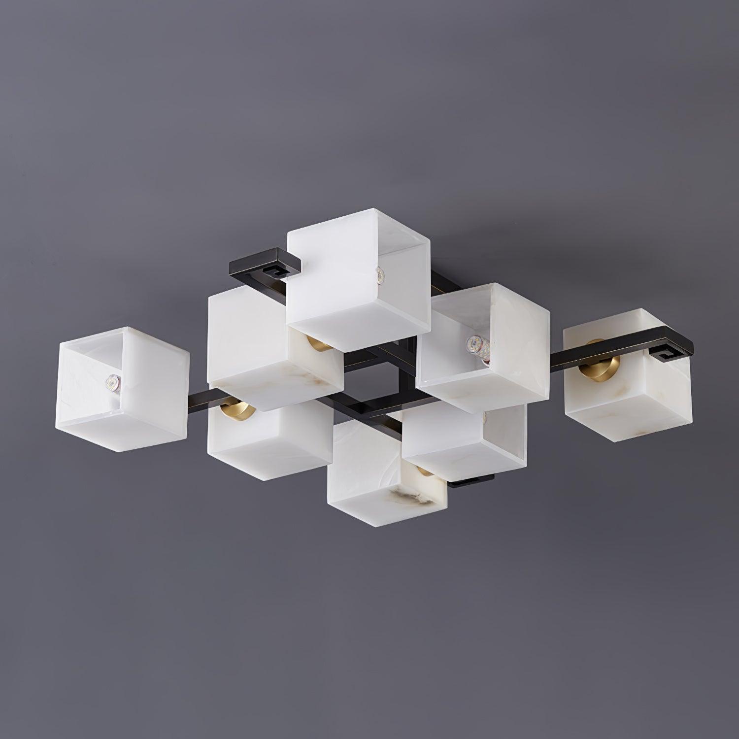 Cubist Alabaster Cluster Ceiling Lamp - by Blushlighting