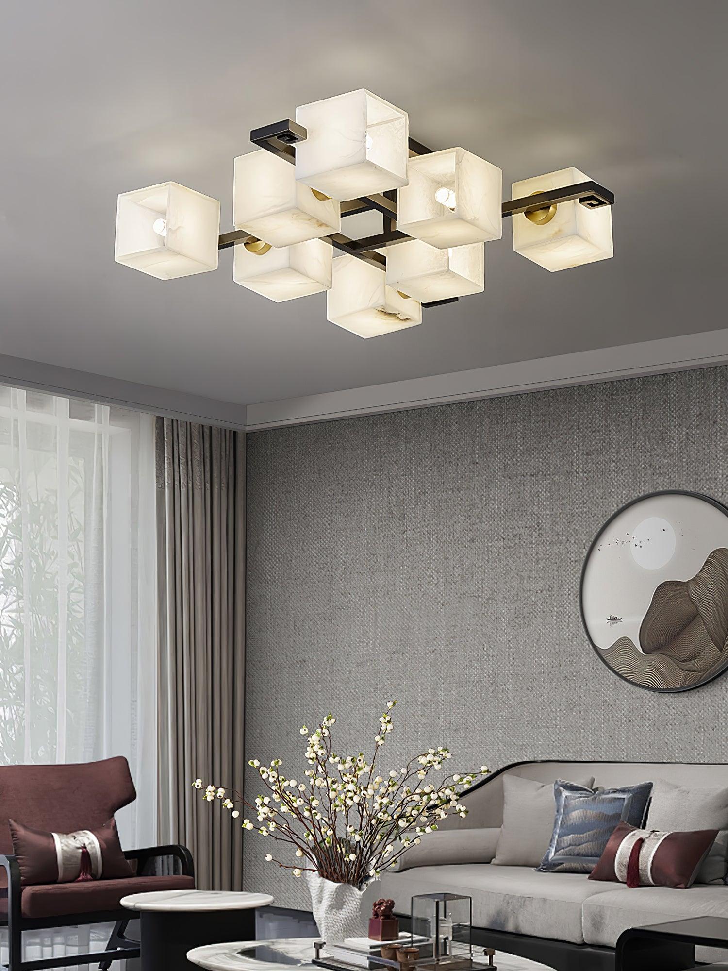 Cubist Alabaster Cluster Ceiling Lamp - by Blushlighting