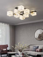 Cubist Alabaster Cluster Ceiling Lamp - by Blushlighting