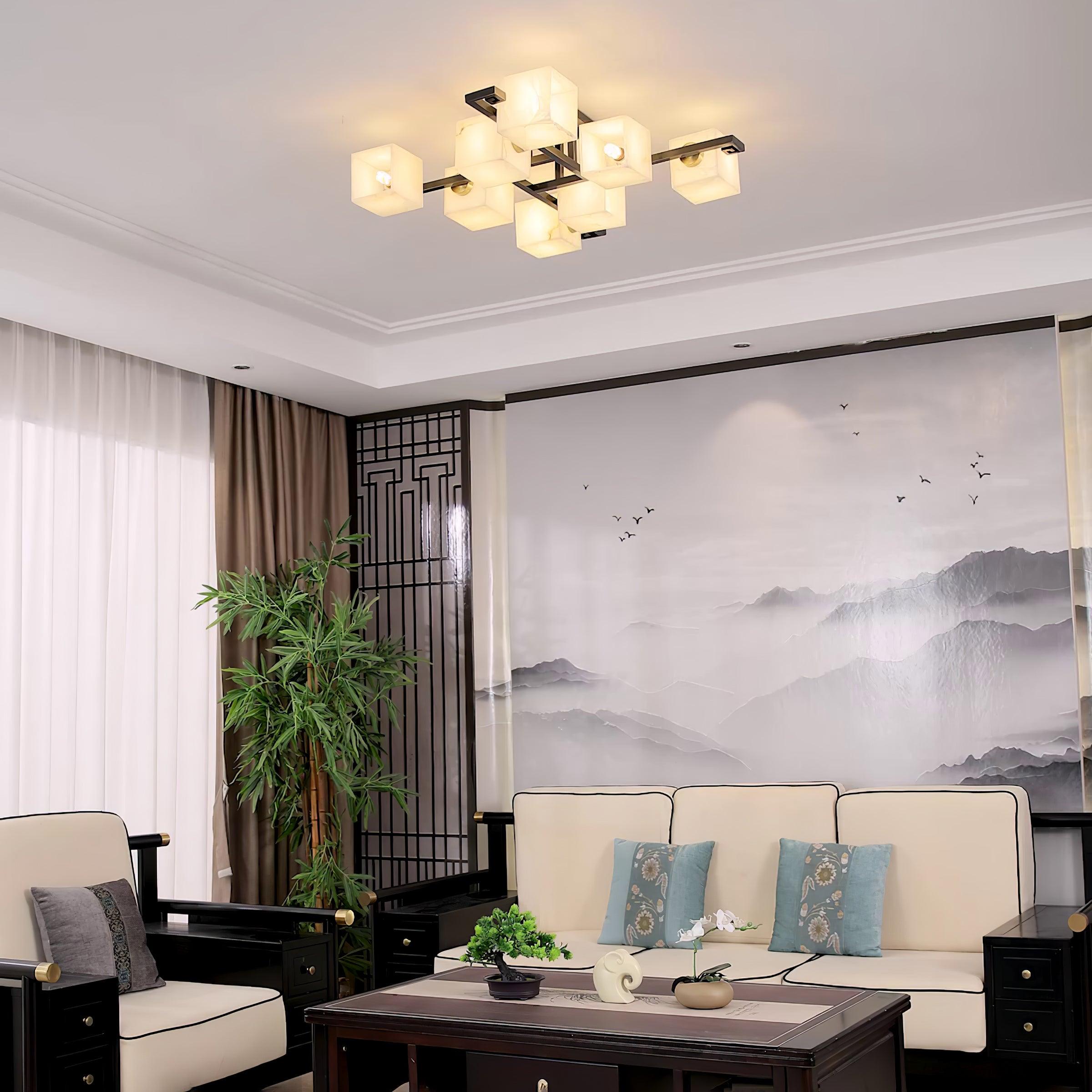 Cubist Alabaster Cluster Ceiling Lamp - by Blushlighting