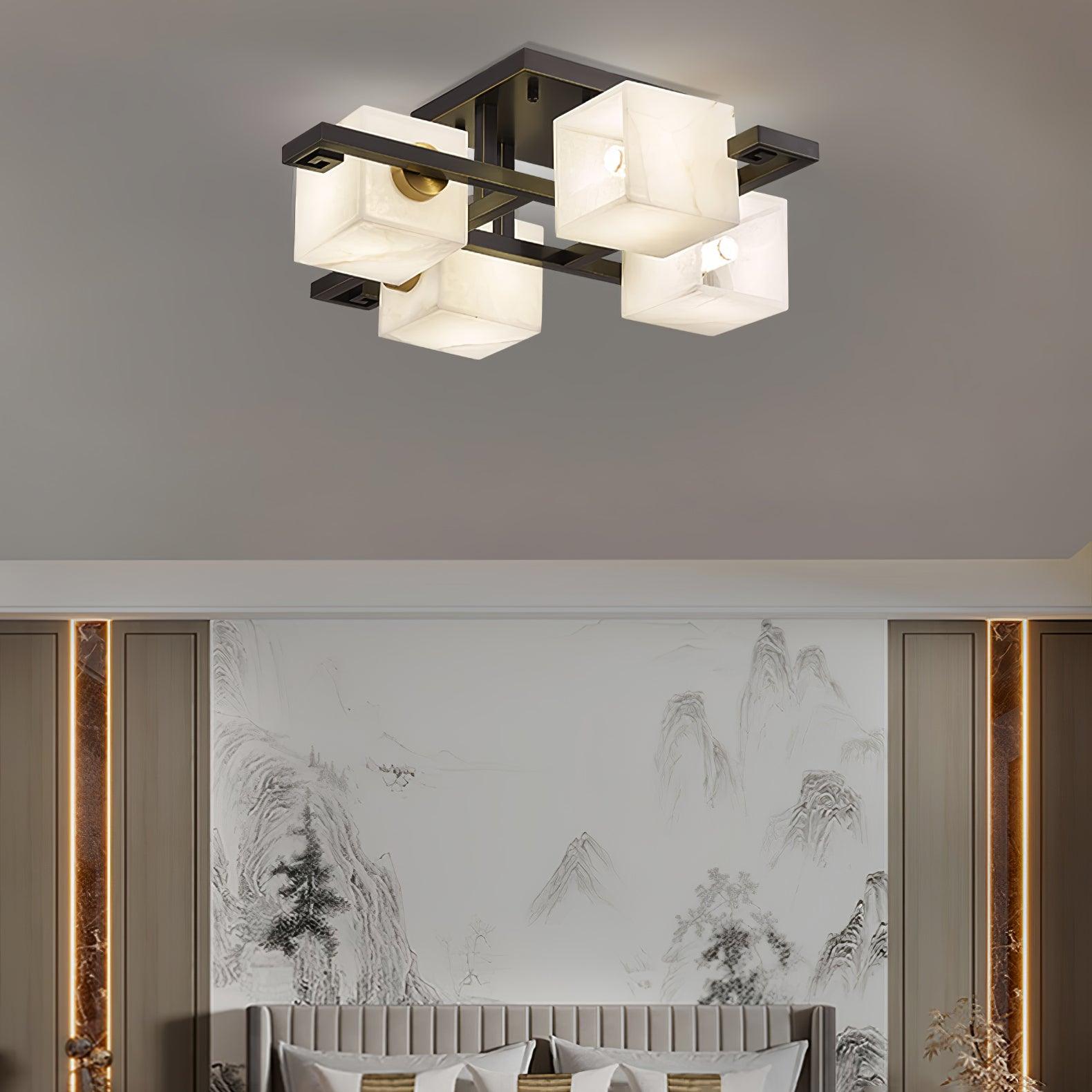 Cubist Alabaster Cluster Ceiling Lamp - by Blushlighting