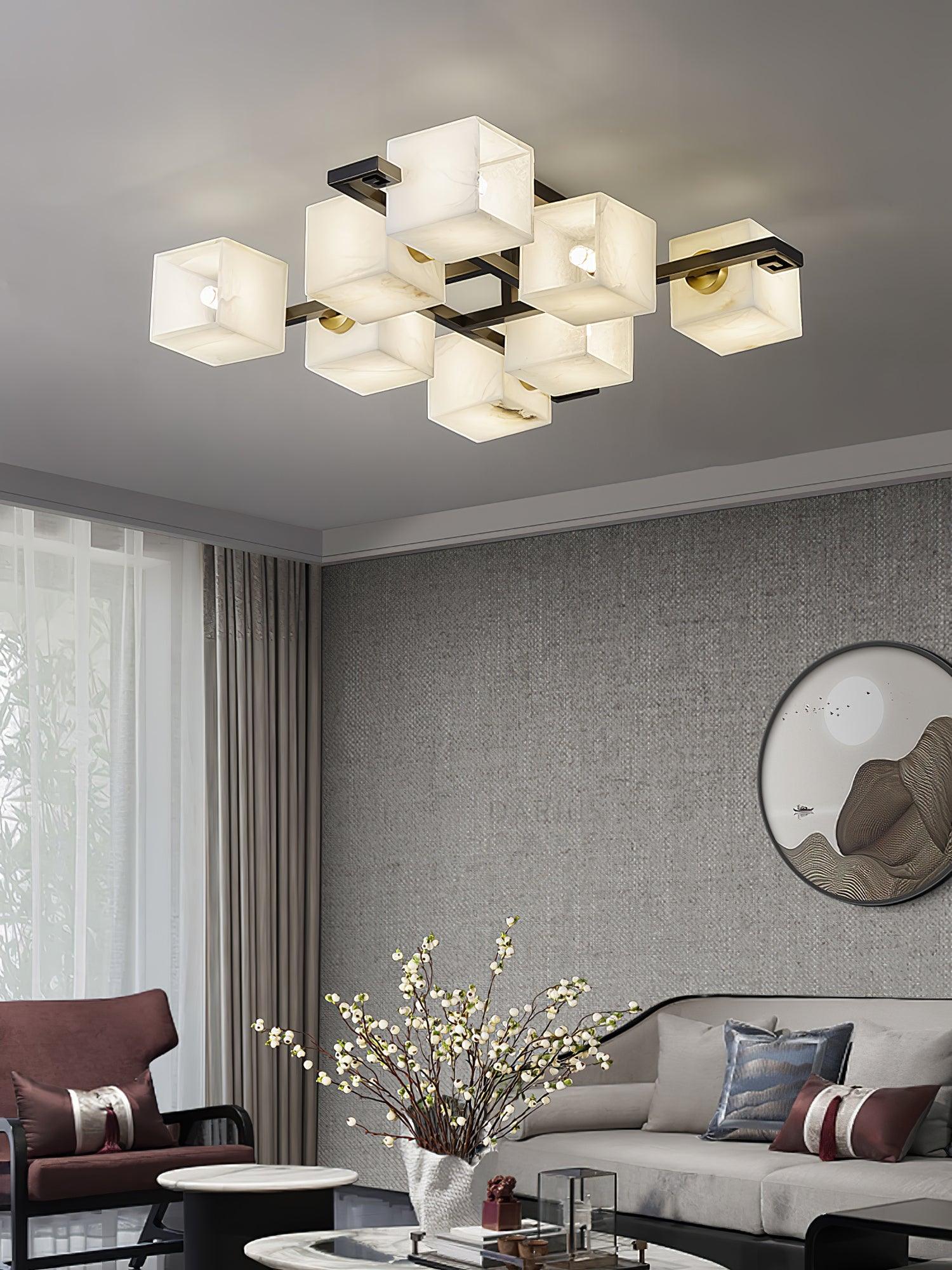 Cubist Alabaster Cluster Ceiling Lamp - by Blushlighting